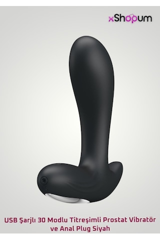 xShopum Usb Şarjlı 30 Modlu Titreşimli P Noktası Vibratör Ve Anal Plug Siyah