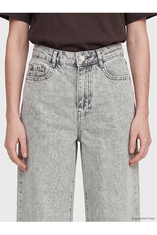 Lcw Comfort Gri Wideleg Kadın Jean Pantolon