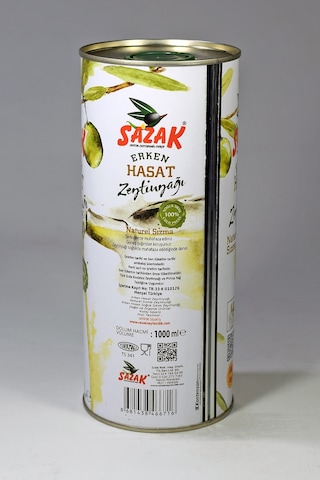 Sazak Erken Hasat Soğuk Sıkım Zeytinyağı Teneke 1 L