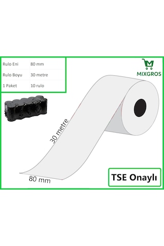 80x30 Metre Termal Yazarkasa Ve Adisyon Rulosu 10 Adet