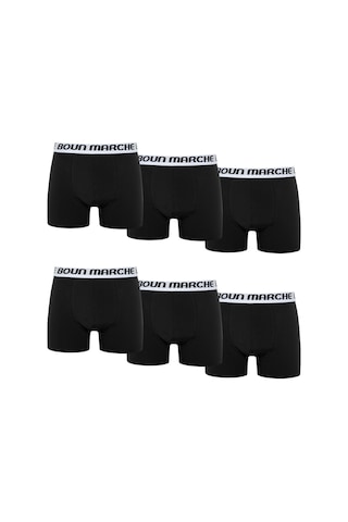 Boun Marche Erkek Boxer Likralı Premıum 6'lı Kutu Rodi Siyah Beyaz