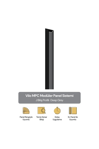 Vilo Mpc J Bitiş Profili Deep Grey 300cm Xl Duvar Paneli Kenar Ve Dış Köşe Bitişi