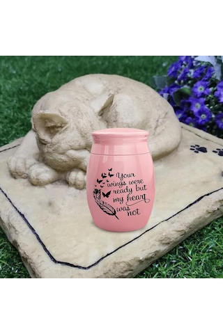 Homyl Çinko Alaşım Pet Urns Konteyner Kavanoz Yaprak-pembesi Altın