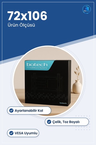 Hareketli Tv Ası Aparatı Ayarlanabilir Duvar Montaj Çelik Toz Boy