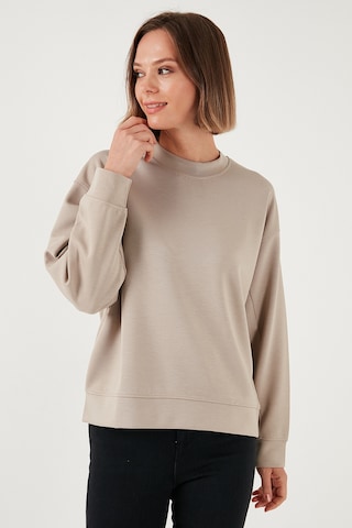 Lela Streç Bisiklet Yaka Oversize Fit Scuba Bayan Sweat 5865879 Taş