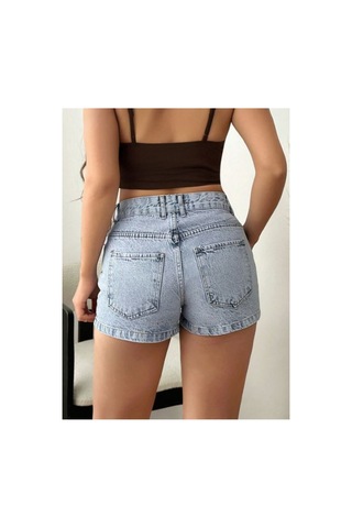 Kene Jeans Buz Kar Mini Kot Şort Buz Kar