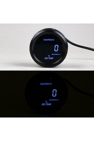İnç 52mm Egzoz Gazı Sıcaklık Ölçer Mavi Led Sensörlü Araç Sayacı