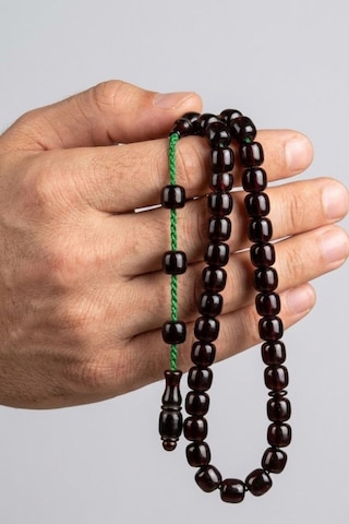 Sıkma Serisi Kırmızı Bilek Boy Kehribar Tesbih Sistem Püsküllü Gümüş