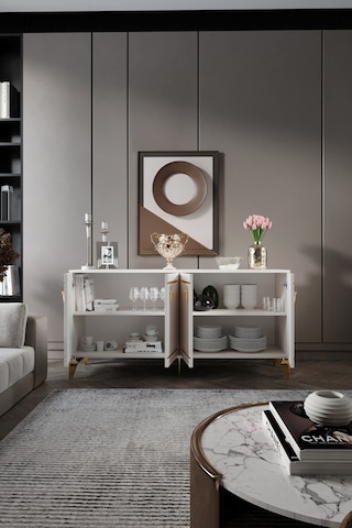 KLAS KONSOL MDF MEBRAN KAPAK EKRU GOLD