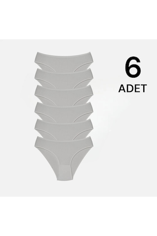 Erdenay Tekstil Penye Licralı Kadın Bikini Külot 6'lı - Beyaz Beyaz