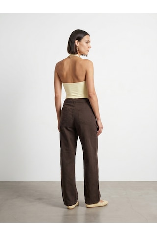 Dilvin 72319 Pileli Dökümlü Kumaş Pantolon-kahve