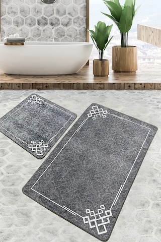 Olita Banyo Halısı Djt 2 Li Set Banyo Halısı Paspas Yıkanabilir Kaymaz Çok Renkli