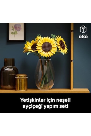 Ayçiçeği Buketi 11502 - Yetişkinler İçin Çeşitli Gelişim Aşamalarında 6 Ayçiçeği İçeren Dekoratif Çiçek Buketi Model Yapım Seti, Kadınlar Ve Erkekler İçin Hediye Fikri 686 Parça 20beyazcipso