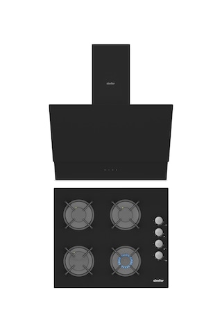 Simfer QS Siyah 2'li Cam Ankastre Set (3500 Ocak + 8703 Davlumbaz)