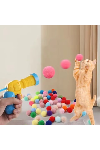 Tineke İnteraktif Kedi Oyun Tabancası 3 Adet Peluş Top