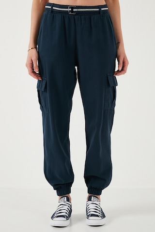 Lela Pamuklu Standart Fit Normal Bel Lastikli Paça Kemerli Jogger Bayan Pantolon 668Yp5045 Lacivert