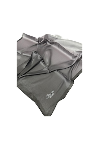 Berussa Hibrit Desenli Kristal Eşarp - 04683 - 90 X 90 / Gri - Haki Gri - Haki