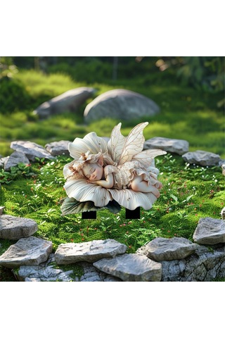 Beyaz Lotus Peri Bahçesi Kazığı Akrilik Çiçek Saksısı Dekorasyonu