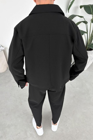 Siyah Patch Detaylı Relaxed Fit Boxy Ceket Siyah
