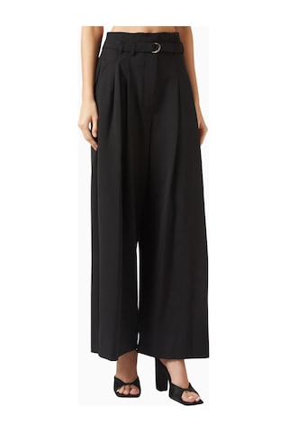Marella Bondeno Wide - Leg Pantolon, Kemerli, Pileli Ve Modern Rahat Siluet Siyah