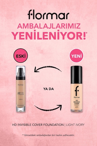 Flormar Doğal Bitişli Fondöten (Soğuk Alt Ton) - Invisible Cover HD Fdt. - 040 Light Ivory - 8682536059039