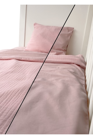 %100 Pamuk Muslin-akfil Bebek Nevresim Takımı Çift Yönlü Pembe