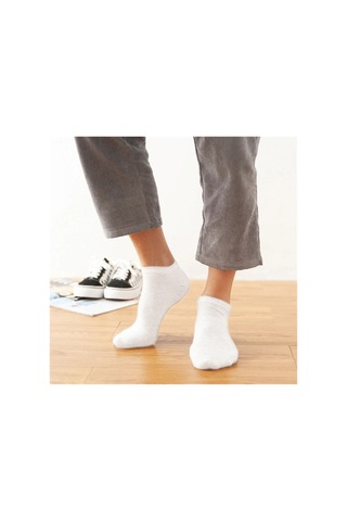 Ozzy Socks 5 Çift Dikişsiz Pamuklu Beyaz Patik Çorap Yazlık Dayanıklı Topuk Ve Burun Beyaz