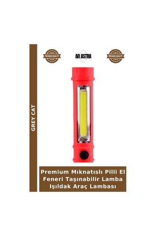 Premium Mıknatıslı Pilli El Feneri Taşınabilir Lamba Işıldak Araç Lambası