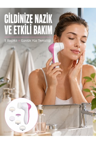 5 Başlıklı Cilt Temizleme Cihazı Ultra Kaliteli Yumuşak Kırşıklık Karşıtı Yeni Nesil - Lisinya