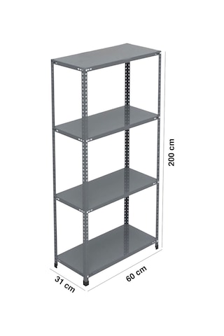 Uzmangrupraf Uzman Grup Raf Çelik Raf-4 Raflı 2Metre 31X60 Çelik Raf-Depo Rafı