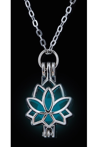 Karanlıkta Parlayan Mavi Lotus Çiçek Kolye Bbk34 Altın