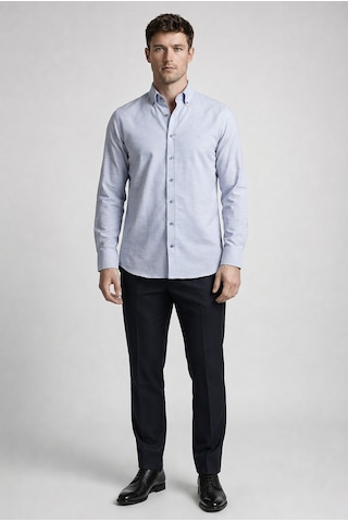 Xint Bisse Gri Regular Fit Cepsiz Uzun Paşa Yaka Gömlek Bsgmkls26306 C55