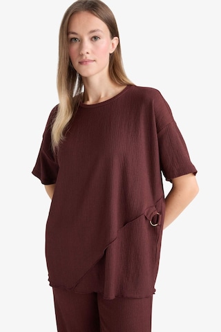 Defacto Regular Fit Bisiklet Yaka Bürümcük Kısa Kollu Tişört F6505ax25aubn91 Kahve