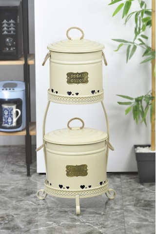 2 Katlı Metal Patates Soğan Saklama Kovası Krem