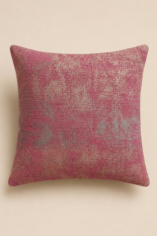 Pembe Gri Dokulu Jakarlı Dekoratif Kırlent Kılıfı 43x43 Cm
