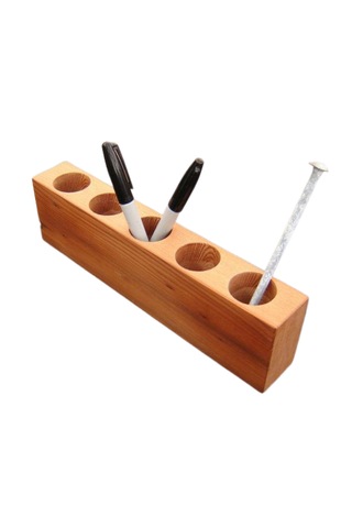Doğal Ahşap 5'lü Kalemlik / Fırçalık - Masaüstü Organizer