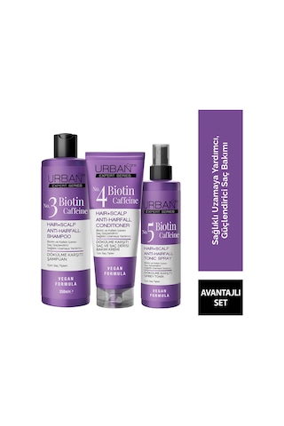 Urban Care Expert Biotin & Kafein Dökülme Karşıtı Şampuan 350 ML + Saç Kremi 200 ML + Tonik 200 ML