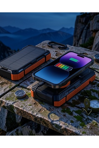 20000 Mah Solar Güç Kaynağı Kablosuz Şarjlı Uczzsolar20000powerbank-3 Çok Renkli