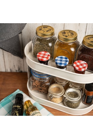 İki Katlı Metal Baton Mutfak Ve Banyo Düzenleyicisi Organizeri Ln1254 - Krem Krem