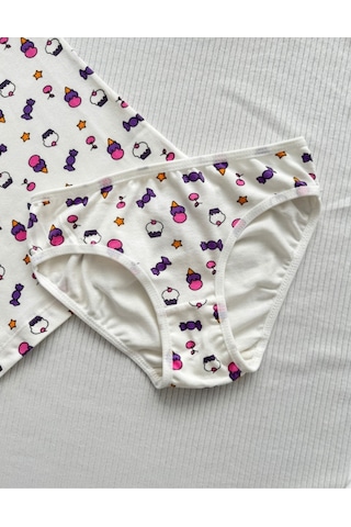 Alya Underwear Kız Çocuk Baskılı Ip Askılı Atlet Ve Slip Takımı Dondurma Baskılı