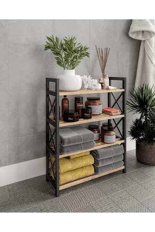 Dekoratif Banyo Rafı Peçete Havlu Aksesuar Siyah