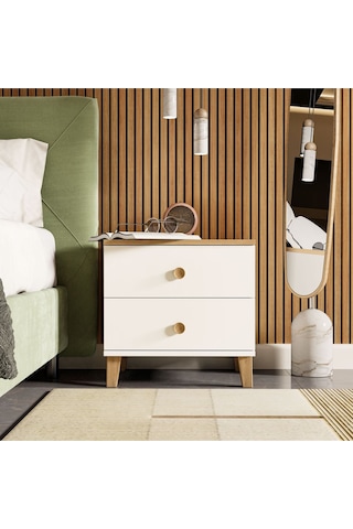 3680 Vento 2 Çekmeceli Komodin Sepet-beyaz