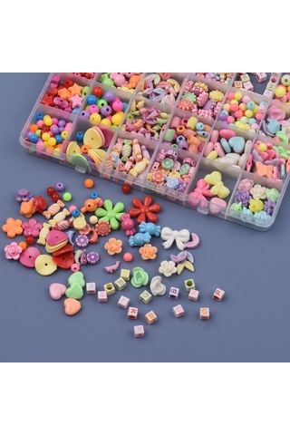 Vkemall 01 Çok Renkli Delikli Plastik Boncuk Seti - Kolye Ve Bilezik Dıy Takı Malzemesi Diğer