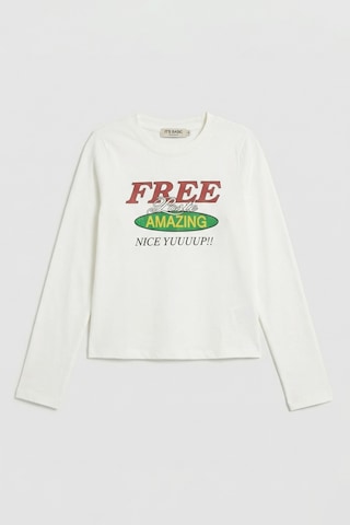 Itsbasic Kadın Beyaz W5 Free Amazing Baskılı Tasarım Sweatshirt