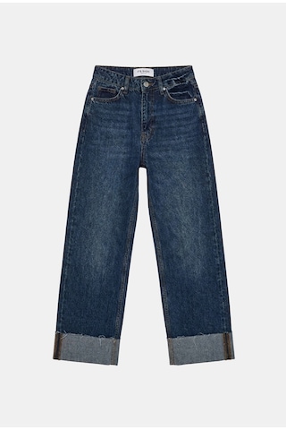 Kadın Koyu Mavi 2w6-5 Relaxed Fit Paça Detaylı Denim Jean