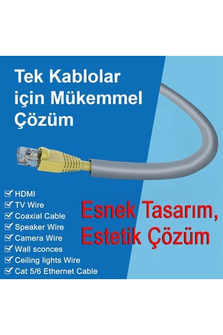 Esnek Kablo Kanalı Şeritli Gri/gt-kk10