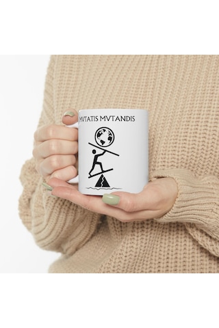 Mutatis Mutandis Kupa Bardak Değişimi Ve Uyumu Yansıtan Felsefi Tasarım Hediyesi Beyaz