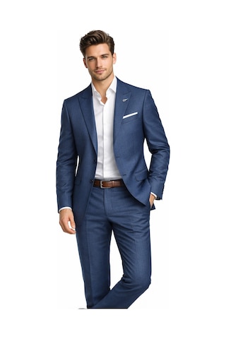 Suitmen Erkek Silim Fit Yelekli Çift Yırtmaçlı Takım Elbise Bgl-st05327 İndigo