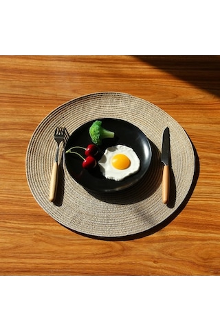 Ulzyvf Yuvarlak Örgü Masa Altlığı - 6'lı Paket, 15 İnç, Isı Yalıtımı Açık Kahverengi Açık Kahverengi