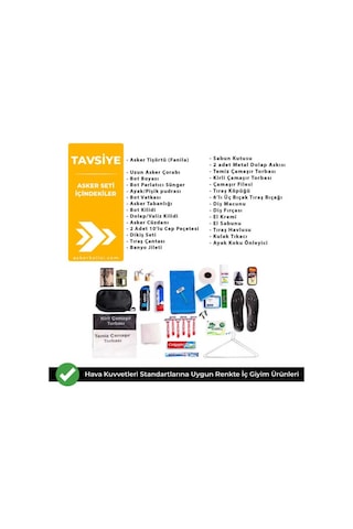 24 Lü Havacı Tavsiye Asker Seti - Bedelli Askerlik Seti - Asker M Siyah